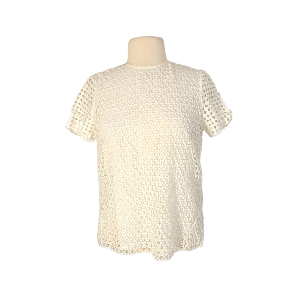 Tory Burch White Boxy Eyelet Top